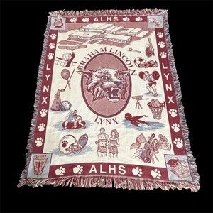 Vintage 90s ALHS Lynx Council Bluffs Iowa High School blanket Gift Tapestry